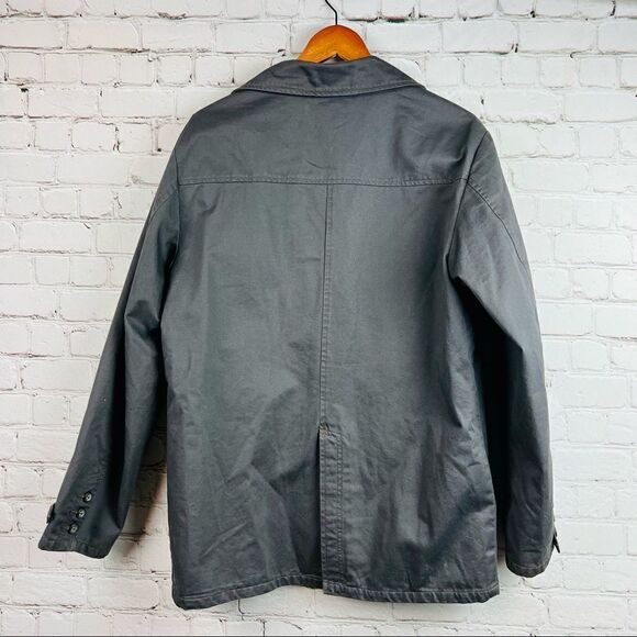 VTG 90s The Territory Ahead Flannel Lined Double Breasted Gray Barn Coat Jacket - Picture 12 of 16